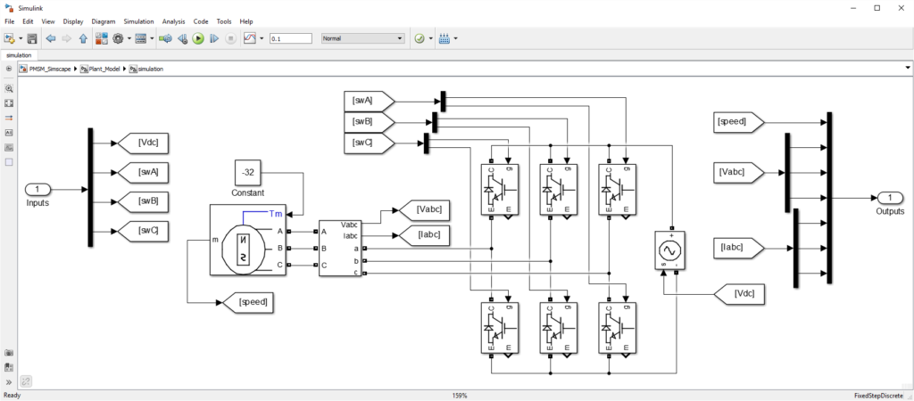 Simulation model of motor drive using Simscape Power Systems