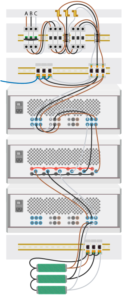 Rear view of the back-to-back three-phase converter