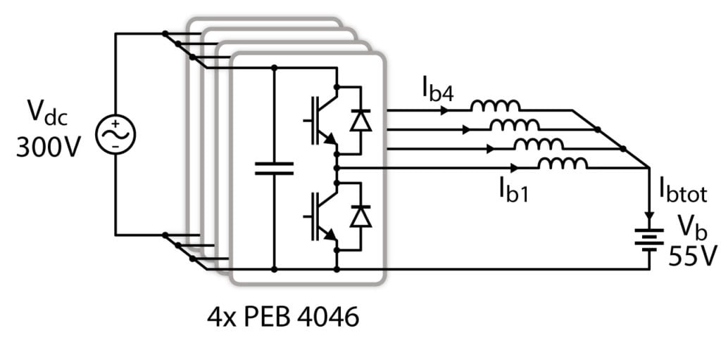 Schematics of the interleaved DC/DC converter