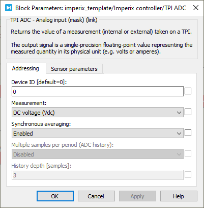 PLECS mask for the TPI ADC helper block