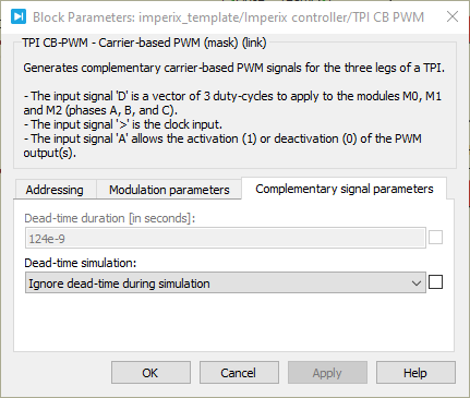 PLECS mask complementary signal parameters