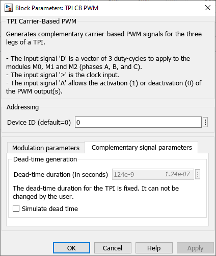 Simulink mask complementary signals parameters