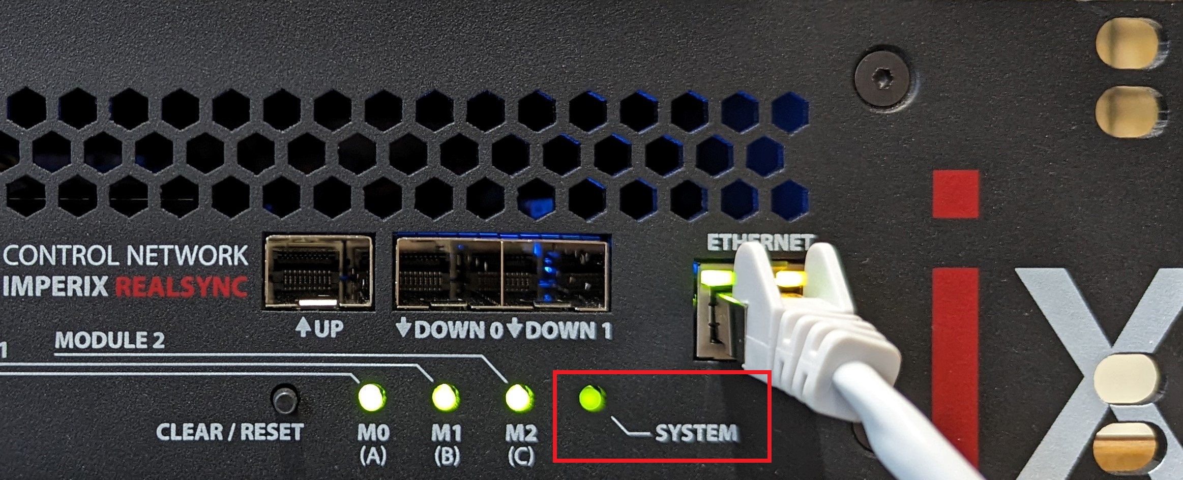 Location of the system LED on the TPI