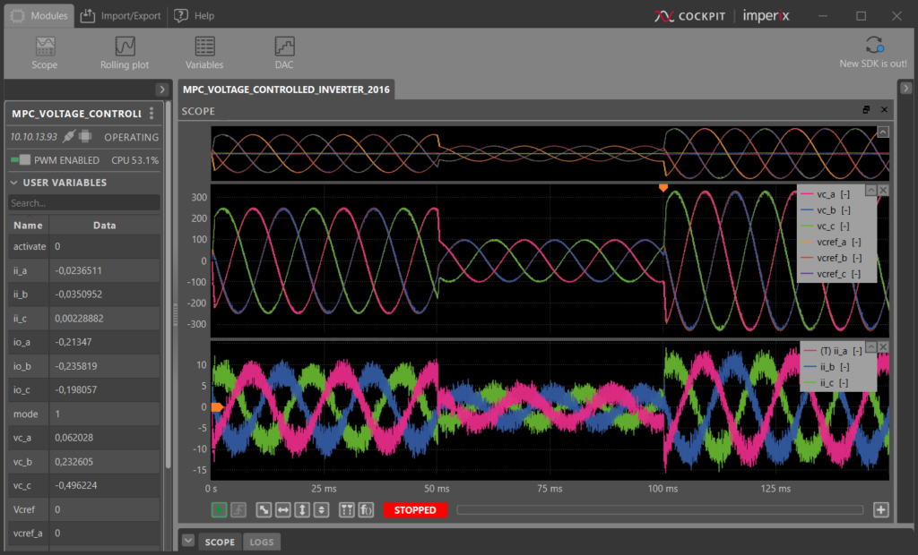 Reference tracking with the proposed algorithm (CPU)