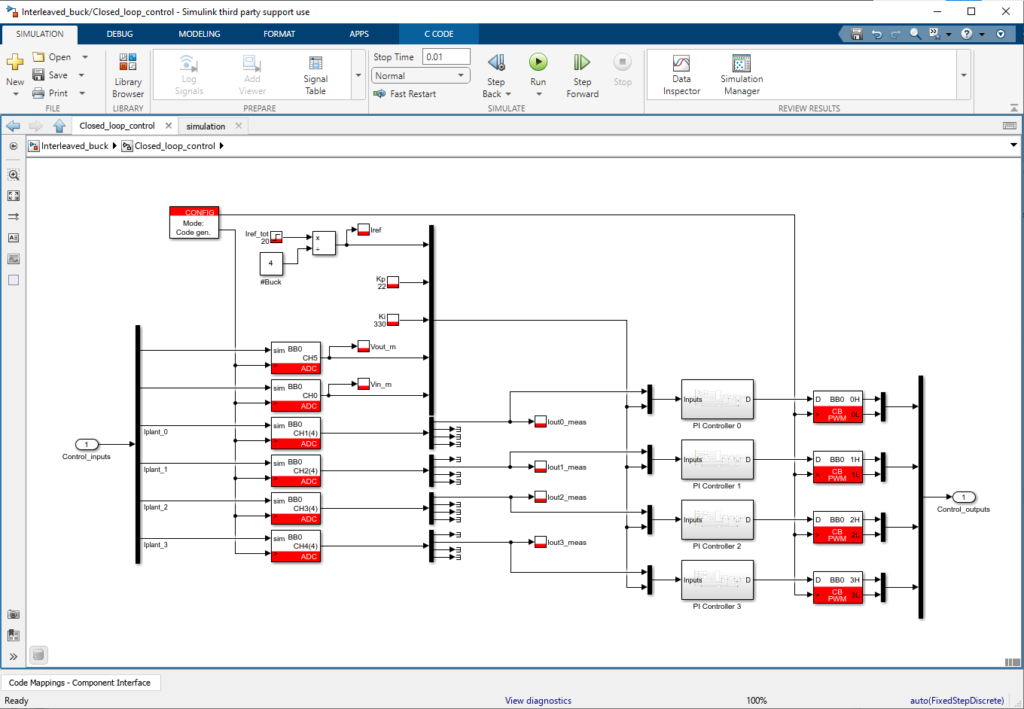 Interleaved buck converter Simulink control model