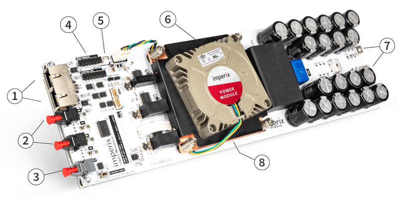 General view of the PEB8024 SiC power module (silicon carbide module).