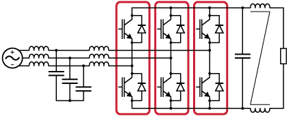 Three-phase controlled rectifier using IGBT power modules.